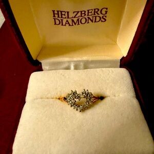 Heart Shape Gold & Diamond Cocktail 14 Karat Gold Ring